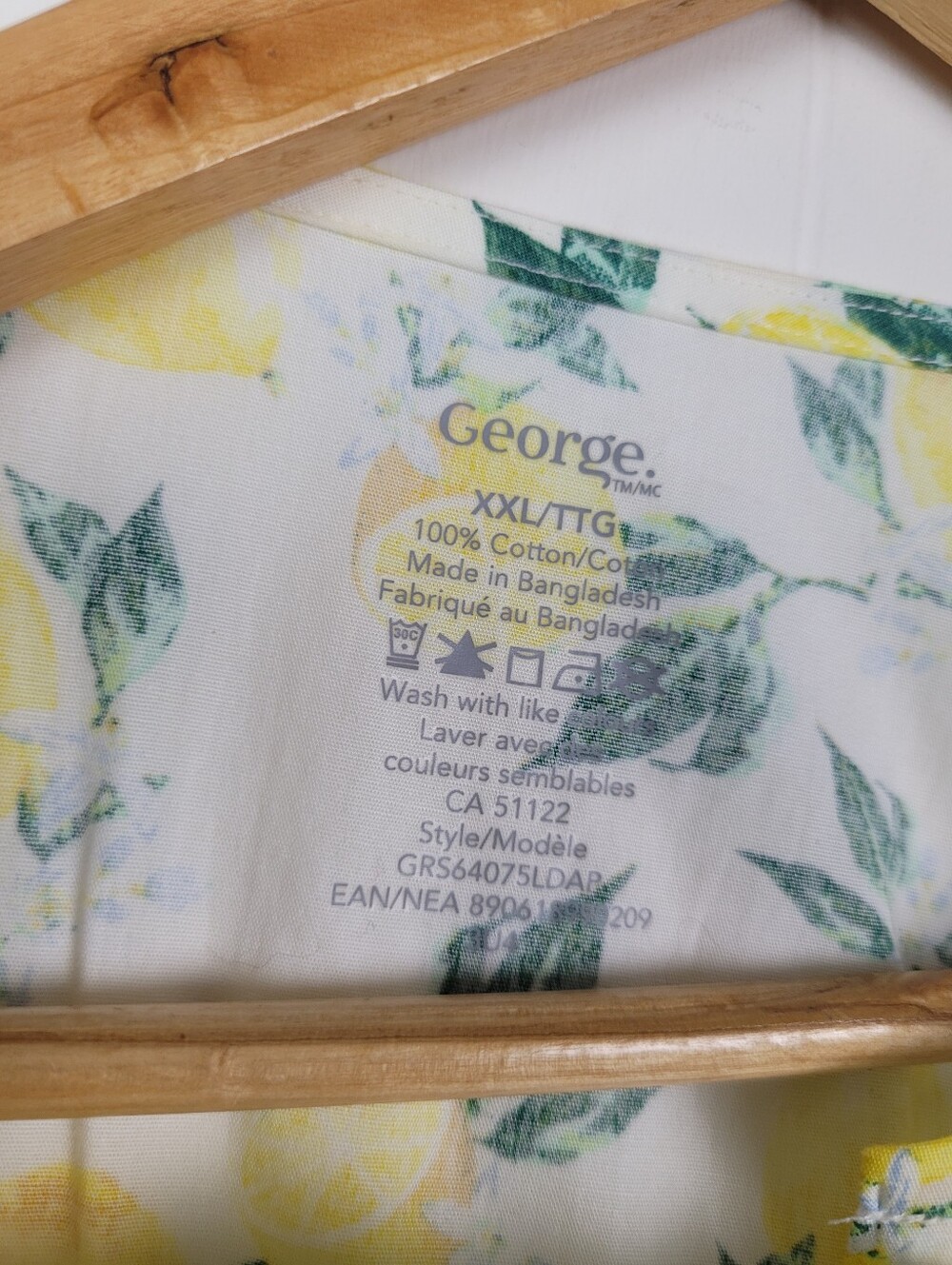 George XXL Lemon Print Cotton Dress NWT Yellow White Puff Sleeve - Picture 5 of 8